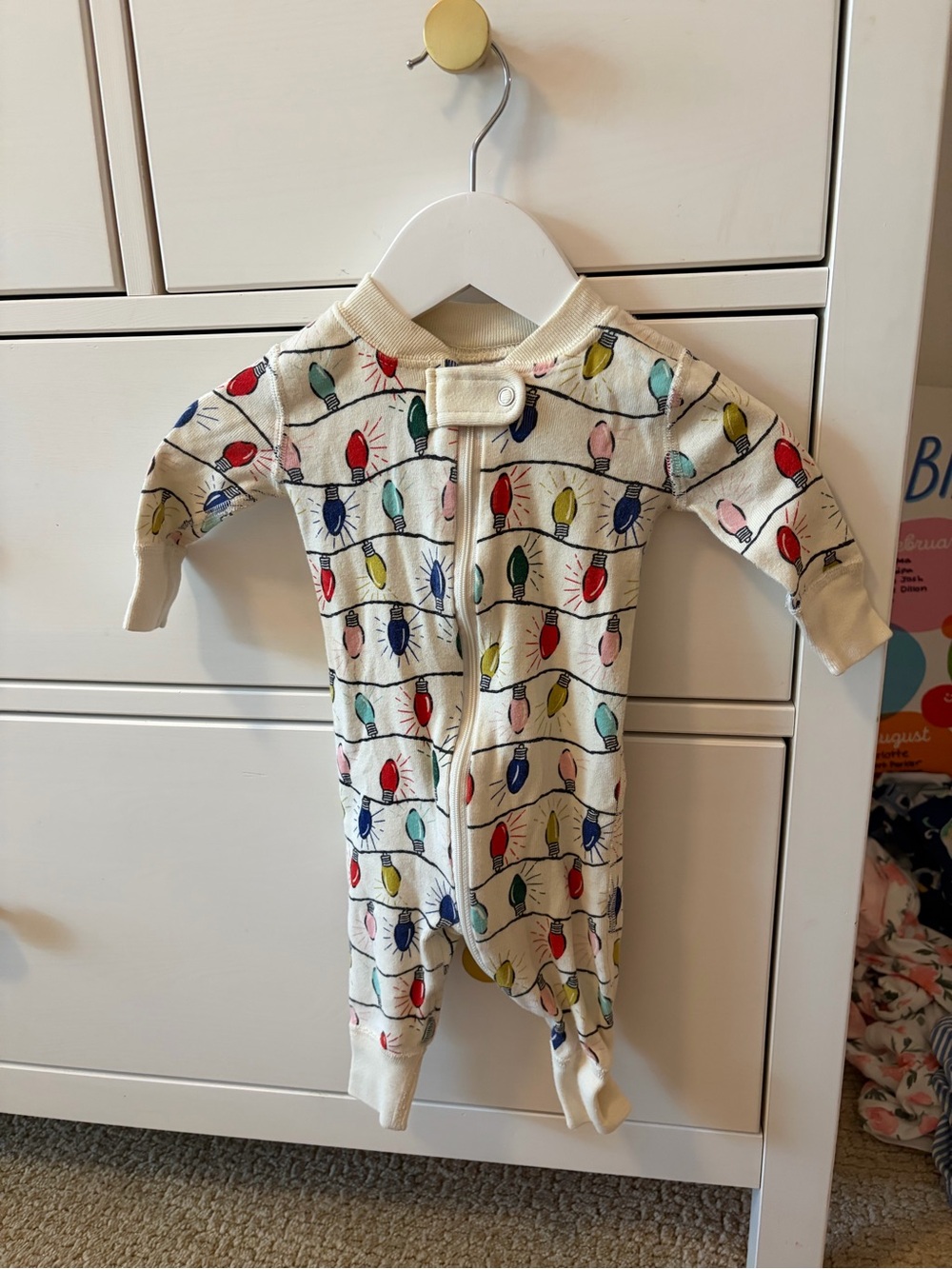 Hanna Andersson Christmas Lights Zip Romper Organic Cotton